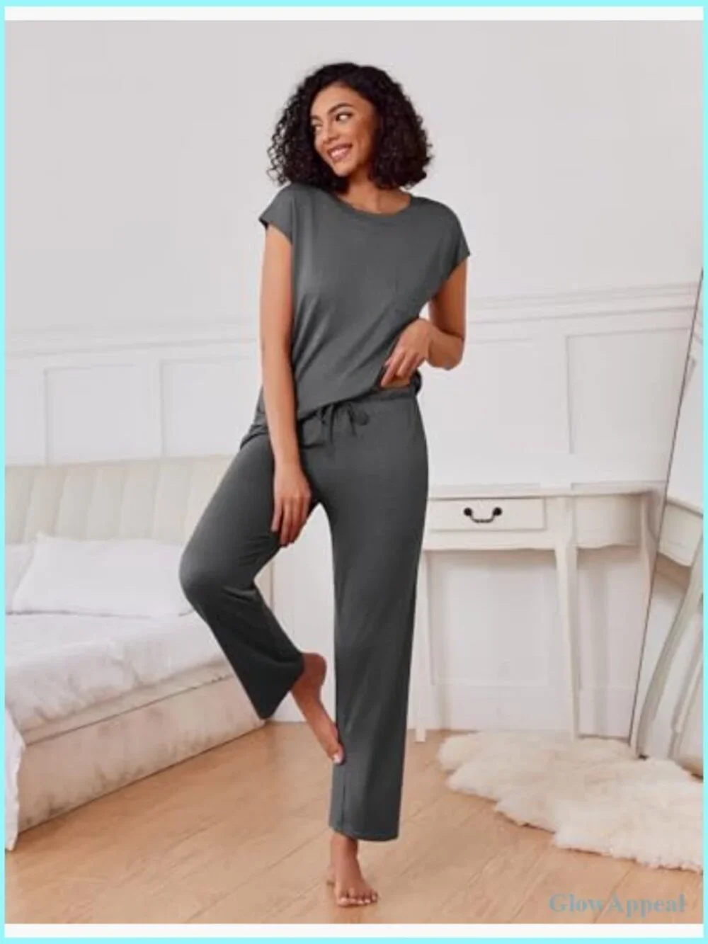 2 Pk Pajama Set Cap Sleeve Soft Loungewear Pjs with Pockets